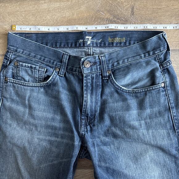 7 For All Mankind Womens Size 32 Jeans Bootcut 100% Cotton Medium Wash Wide Leg - Picture 13 of 16